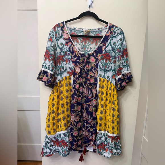 Anthropologie / M / Patchwork Trapeze Dress / Boho / Beach / Colorful / Resort - Picture 4 of 8